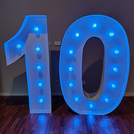 10 Marquee Light Up Number (5ft / 1.5M) Party Hire