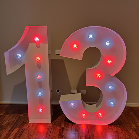 13 Marquee Light Up Number (5ft / 1.5M) Party Hire