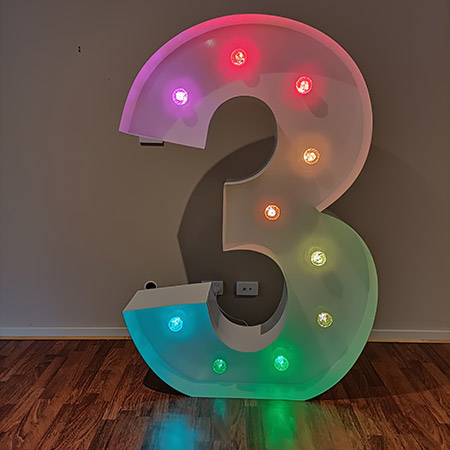 3 Marquee Light Up Number (5ft / 1.5M) Party Hire