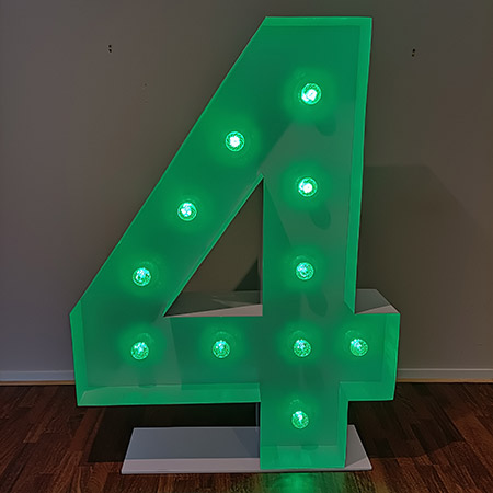 4 Marquee Light Up Number (5ft / 1.5M) Party Hire
