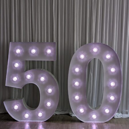 50 Marquee Light Up Number (4ft / 1.2M) Party Hire