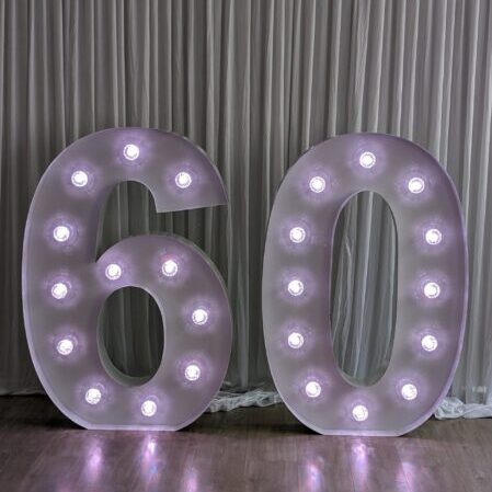 60 Marquee Light Up Number (4ft / 1.2M) Party Hire