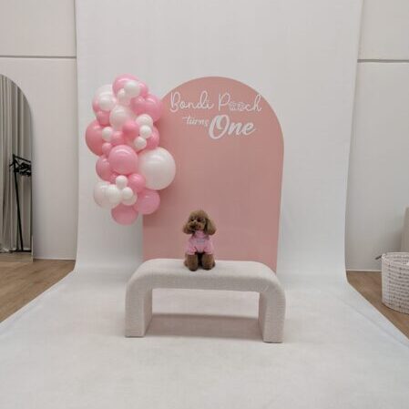 13. Pastel Pink Acrylic Arch with Arch Bench